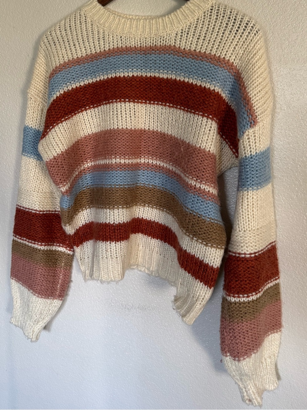 LPA Cream Multicolor Striped Knit Crewneck Sweater